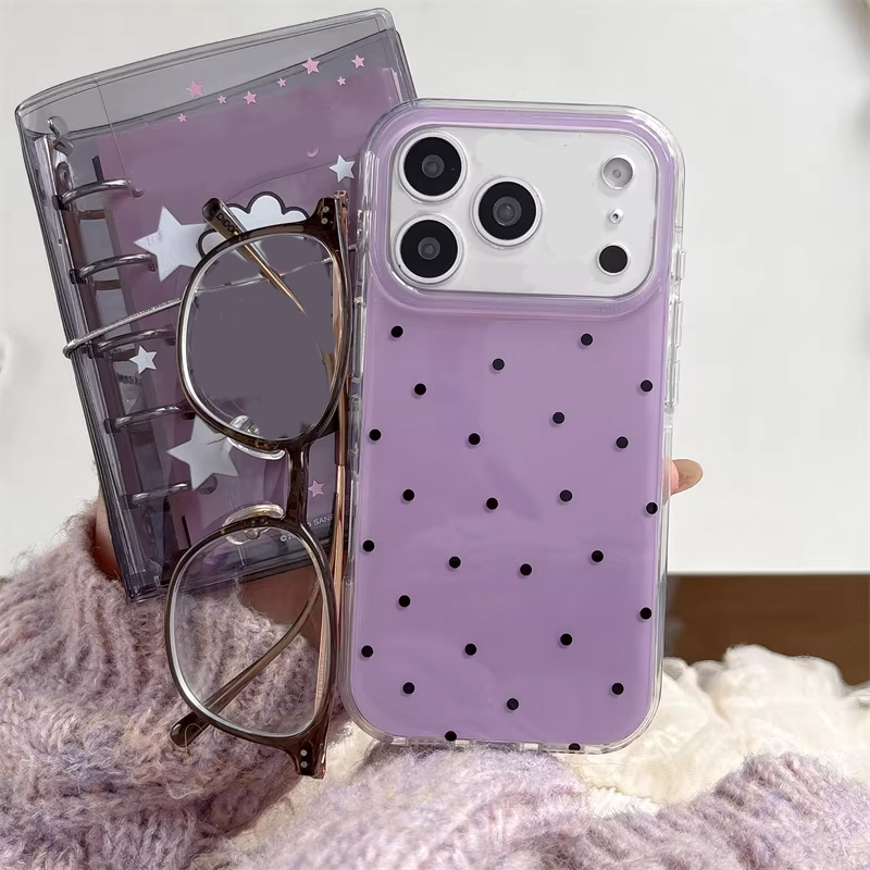 Phone Cases For Girls - Korean Ins Girl Simple Purple Polka