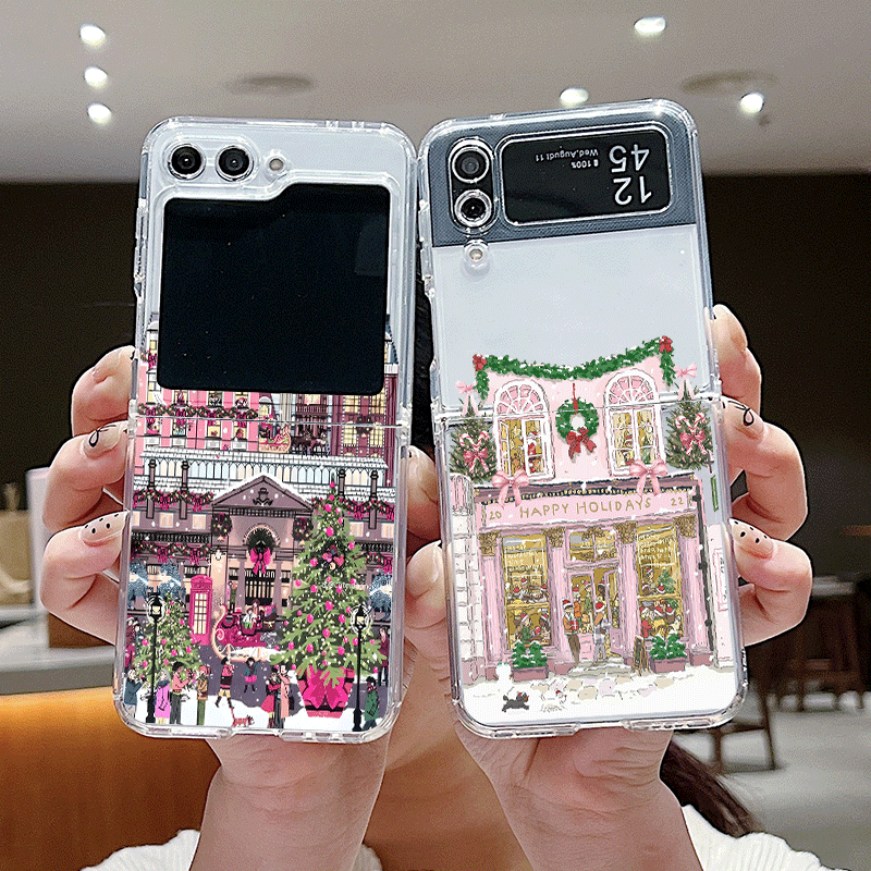 Phone Cases Z Flip 6 - Rural Building Snow Scenery Christmas Clear