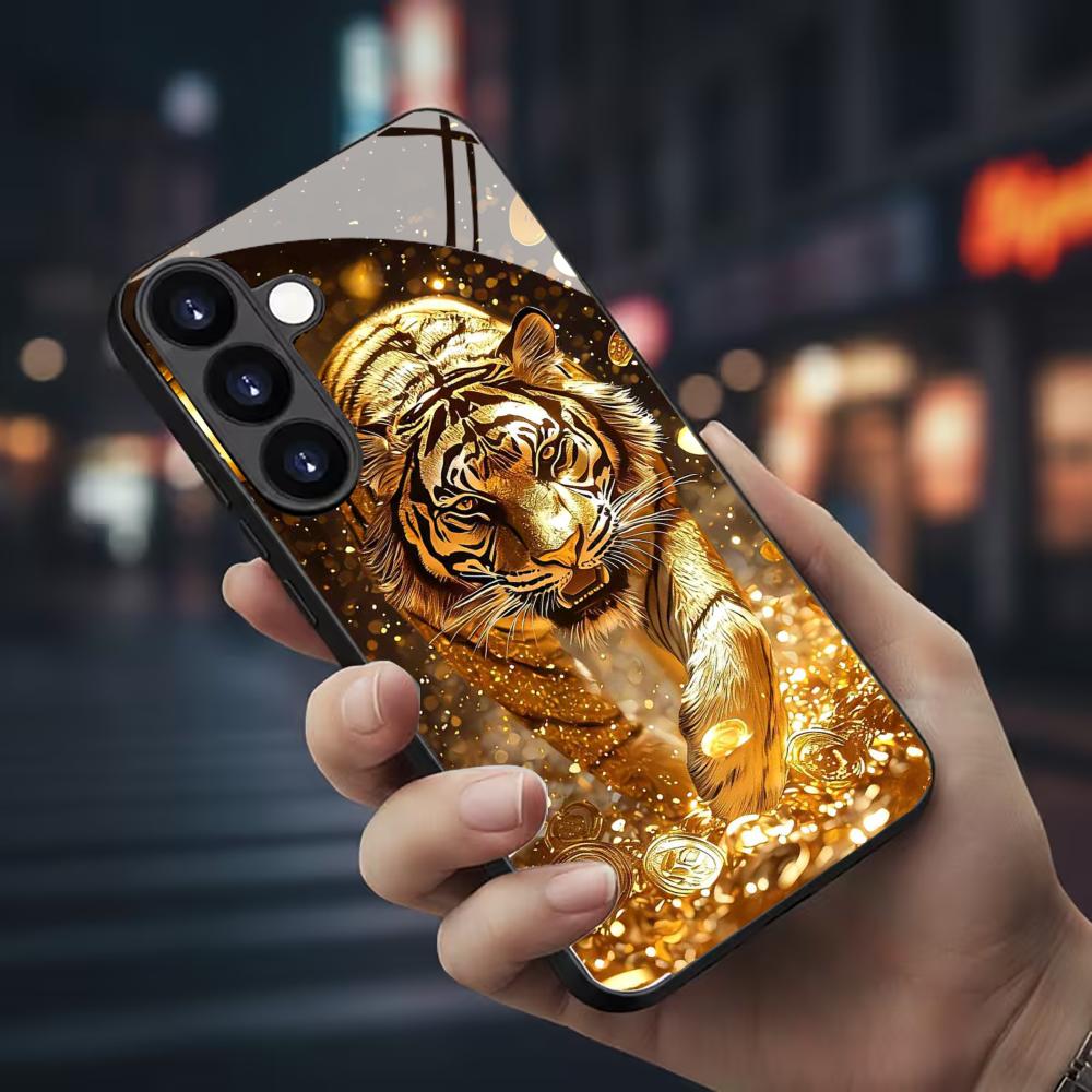 Phone Cases Galaxy S23 - Tiger pattern glass Phone Case For