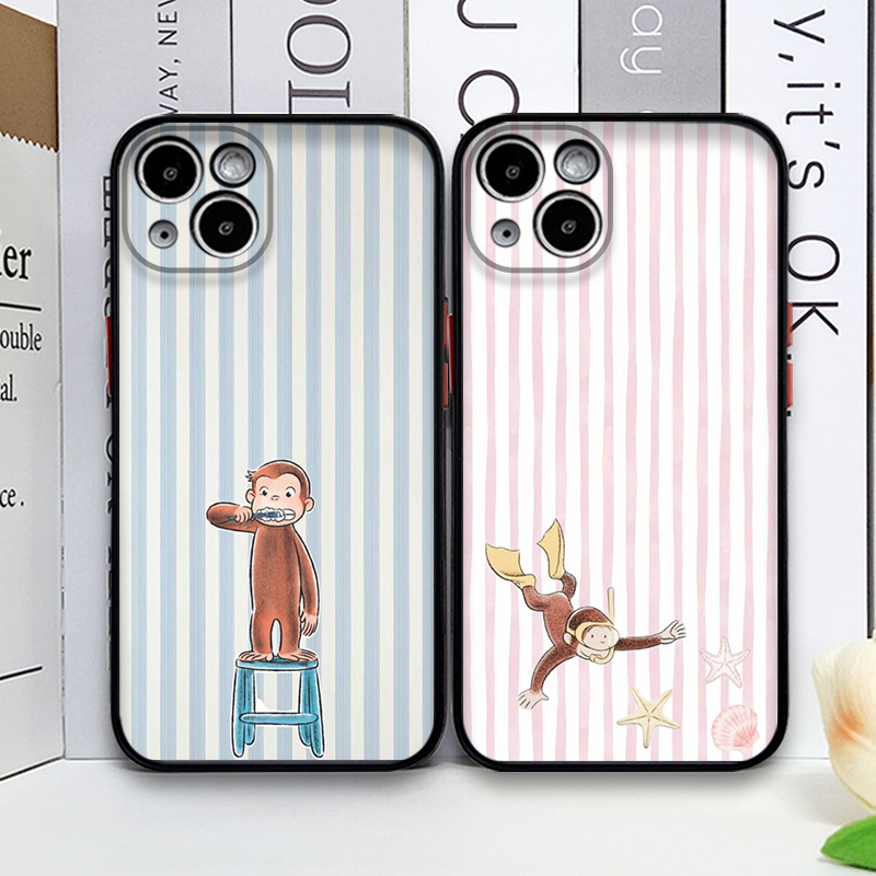 Phone Cases Xr - Cartoon Striped Monkey Holding Cat Phone