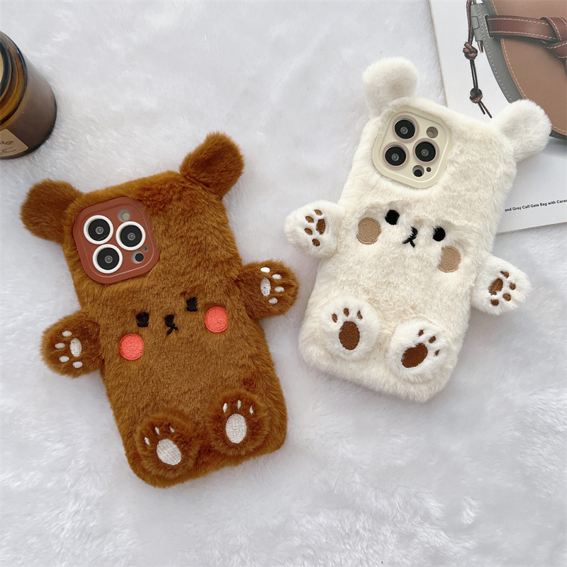 Korean 3D Cartoon Bear Fluffy  - огляд і ціна Phone Cases Iphone 15